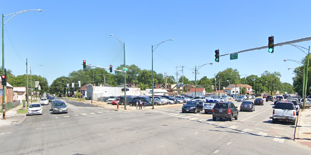 The intersection in Chicago where the collision happened between a driver and a Chicago police car Wednesday.