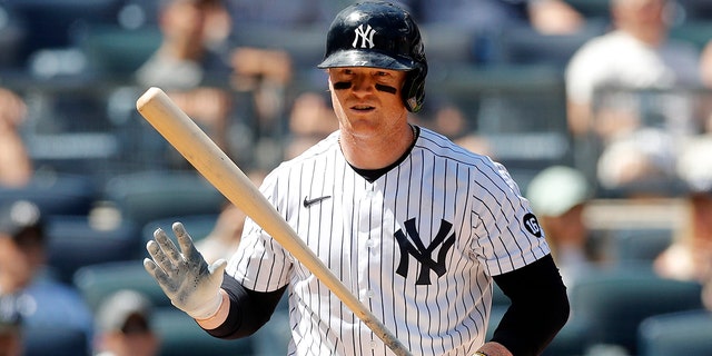 Clint Frazier of the New York Yankees in action against the Kansas City Royals at Yankee Stadium on June 24, 2021 in New York City. 