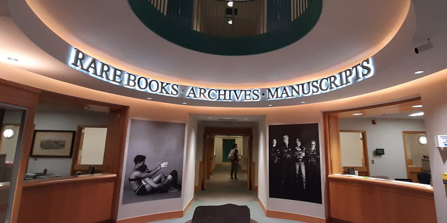 Photo showing Cornell University's Kroch Library, where the school's Division of Rare and Manuscript Collections is located.