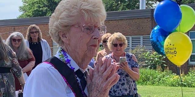 Claire Bauman, a crossing guard at Horace Mann Elementary School in Cherry Hill, N.J., took on the role in November 1965. She's now retiring at the age of 94.
