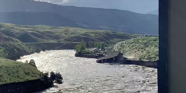 Photo of overflowed lake from 2022 Yellowstone flooding 