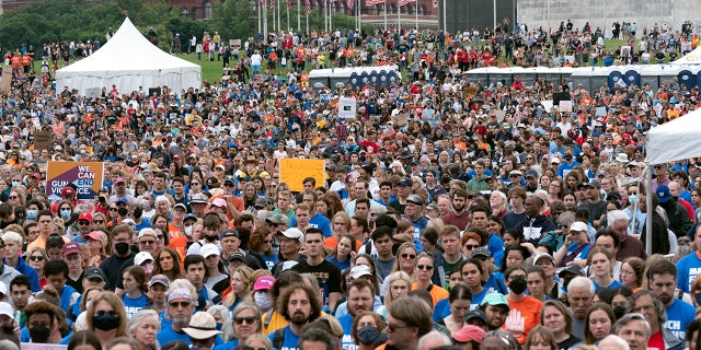 People attend in the second March for Our Lives rally in support of gun control Saturday, June 11, 2022, in Washington.