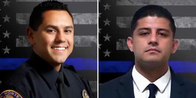 El Monte police officers Cpl. Michael Paredes and Officer Joseph Santana were killed in the line of duty Tuesday night, las autoridades dijeron. Both grew up in the city. 