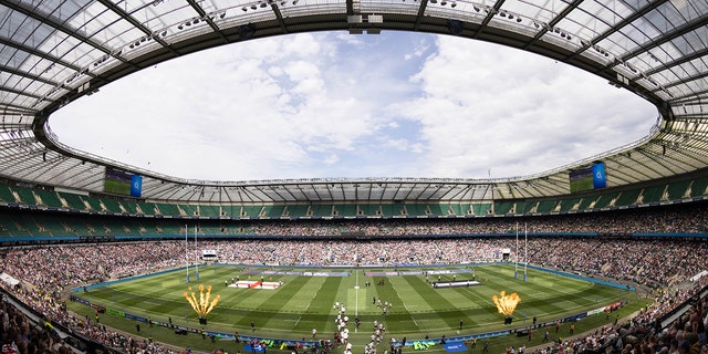 Descripción general de la casa de rugby de Twickenham, Inglaterra, durante el partido internacional de Barbarians England en el estadio de Twickenham el 19 de junio de 2022 en Londres, Inglaterra.