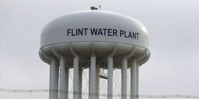 The Flint Water Plant tower is seen in Flint, Michigan, U.S. on February 7, 2016. 