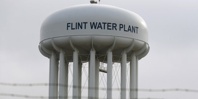 The Flint Water Plant tower is seen in Flint, Michigan, U.S. on February 7, 2016.