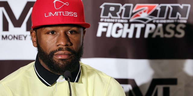 Boxer Floyd Mayweather Jr. speaks during a news conference announcing an exhibition boxing bout against mixed martial artist Mikuru Asakura at The M Resort on June 13, 2022 in Henderson, Nevada.