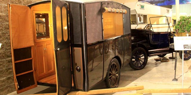 The oldest vehicle at the RV/MH Hall of Fame and Museum in Elkhart, Ind., is one of the nation's earliest RVs, a trailer designed to bring the comforts of home on the road.