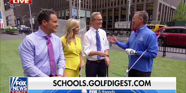 Michael Breed, a professional golfer and coach at Golf Digest Schools, stopped by FOX Square to give