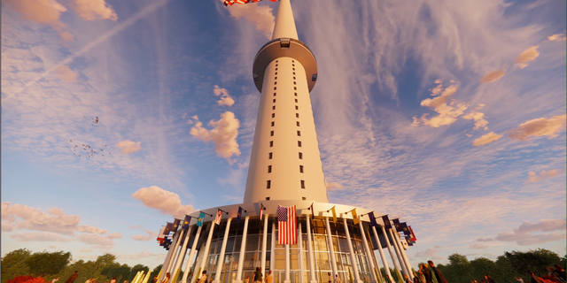 The centerpiece of the proposed Flagpole of Freedom Park in Maine is a 1,776-foot tall flagpole, the world's highest, featuring an observation deck and a giant American flag larger than a football field.