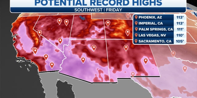 Friday potential record-high temperatures