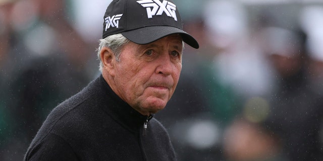 Gary Player in action as the honorary starter during Thursday play at Augusta National in Augusta, Ga.