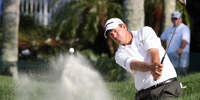 Bart Bryant hits out of the sand bunker during the final round of the Arnold Palmer Invitational in Orlando, Florida, March 16, 2008.