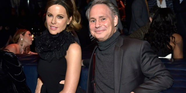 NEW YORK, NEW YORK - FEBRUARY 28: Kate Beckinsale and Jason Binn attend DuJour Cover Star Kate Beckinsale Celebrates Spring Issue With CEO And Founder Jason Binn Presented by Paul Chevalier of Whispering Angel at PhD (Dream Downtown Hotel Rooftop) on February 28, 2019 in New York City.