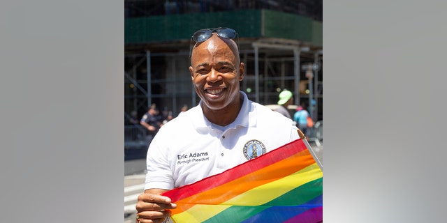 Brooklyn borough president Eric Adams marches at New York 2019 Pride March on 5th Avenue in Manhattan.