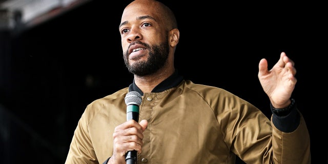 Wisconsin Lt. Gov. Mandela Barnes, the state's Democratic Senate candidate, speaks during the 48th Annual Juneteenth Day Festival on June 19, 2019 in Milwaukee, Wisconsin. (Dylan Buell/Getty Images for VIBE)