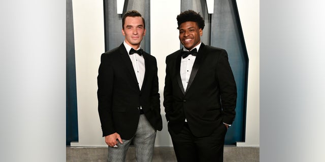 Jerry Harris (R) attends the 2020 Vanity Fair Oscar Party hosted by Radhika Jones. 