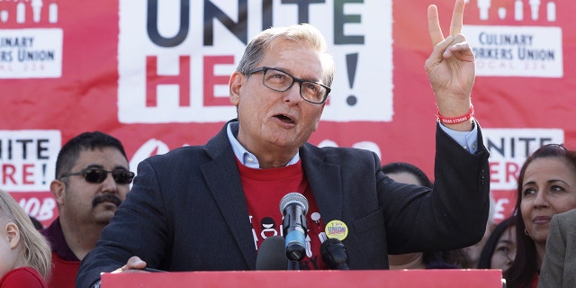Ted Pappageorge of the Culinary Workers Union, Local 226 speaks February 13, 2020 in Las Vegas, Nevada.