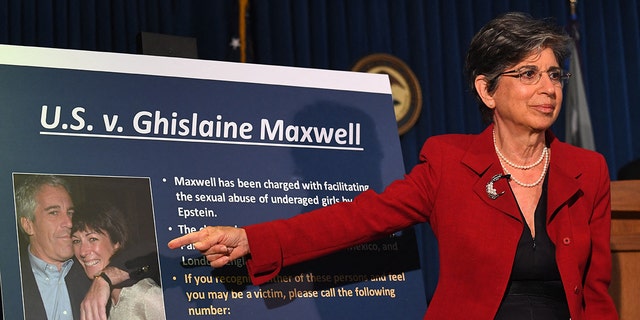 Acting US Attorney for the Southern District of New York, Audrey Strauss, announces charges against Ghislaine Maxwell during a July 2, 2020, press conference in New York City. (Photo by Johannes EISELE / AFP) (Photo by JOHANNES EISELE/AFP via Getty Images)