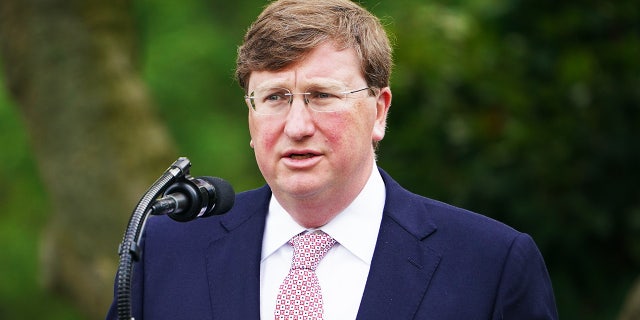 Mississippi Gov. Tate Reeves speaks in the Rose Garden of the White House on Sept. 28, 2020.