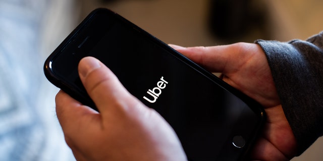 Uber logo on a phone