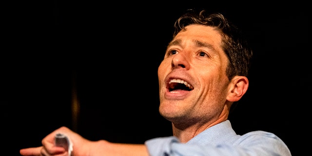 Minneapolis mayor Jacob Frey speaks to supporters at an Election Night party on November 2, 2021 in Minneapolis.
