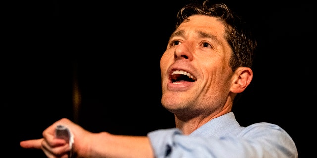 Minneapolis Mayor Jacob Frey speaks to supporters at an Election Night party on November 2, 2021 in Minneapolis, Minnesota. 