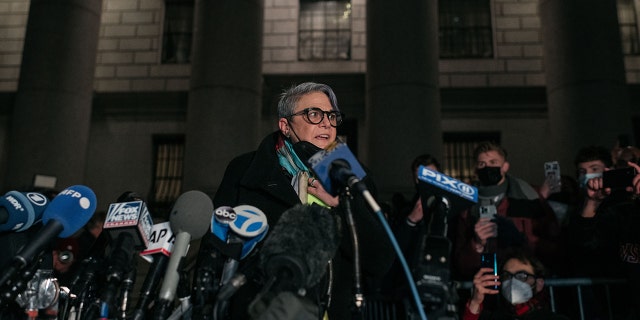 NEW YORK, NY - DECEMBER 29:  Bobbi Sternheim, attorney for Ghislaine Maxwell, speaks outside federal court on December 29, 2021 in New York City.  (Photo by Scott Heins/Getty Images)