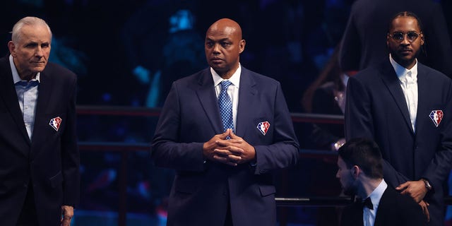 Charles Barkley of the 75th Anniversary team performs during the 2022 NBA All-Star Game on February 20, 2022 at Rocket Mortgage FieldHouse in Cleveland. 