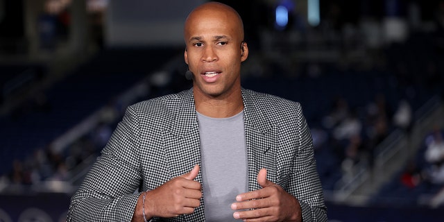 ESPN Analyst, Richard Jefferson, reports on the 2022 NBA Draft Combine on May 18, 2022 at Wintrust Arena in Chicago, Illinois. 