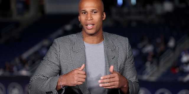 ESPN Analyst, Richard Jefferson, reports on the 2022 NBA Draft Combine on May 18, 2022 at Wintrust Arena in Chicago, Illinois.