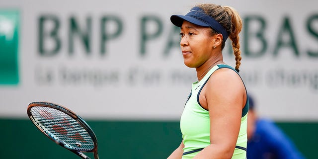 Naomi Osaka of Japan plays against Amanda Anisimova of United States during the 2022 French Open at Roland Garros on May 23, 2022, in Paris. 
