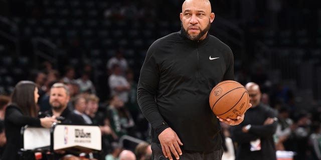 Assistant coach Darvin Ham of the Milwaukee Bucks before Game 7 of the NBA Eastern Conference Semifinals against the Boston Celtics on May 15, 2022, at TD Garden in Boston.