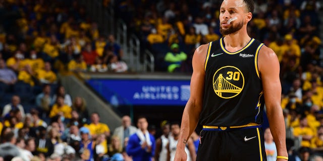 Stephen Curry of the Golden State Warriors during Game 5 of the 2022 NBA Western Conference finals March 26, 2022, at Chase Center in San Francisco.