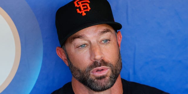 San Francisco Giants manager Gabe Kapler (19) in the dugout prior to the Major League Baseball game between the Philadelphia Phillies and the San Francisco Giants on May 30, 2022 at Citizens Bank Park in Philadelphia, Pennsylvania.  