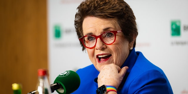 Former US tennis player Billie Jean King speaks to the media on Day 14 at Roland Garros on June 4, 2022 in Paris, France.