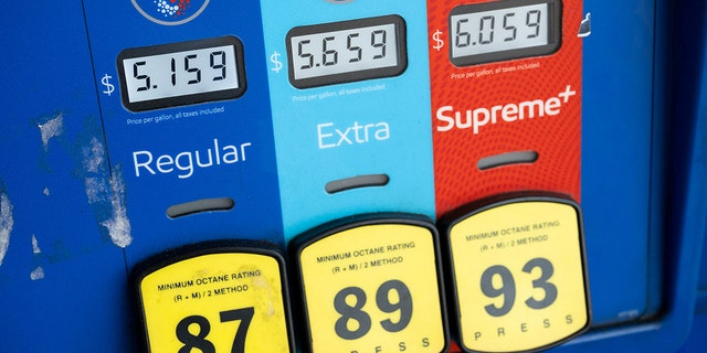 Gasoline pumps will display fuel prices at gas stations in McLean, Virginia, June 10, 2022.