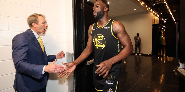 Draymond Green of the Golden State Warriors walks off the court after Game 4 of the 2022 NBA Finals against the Boston Celtics June 10, 2022, at TD Garden in Boston. 