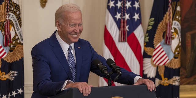 US President Joe Biden speaks during a ceremony in the East Room of the White House in Washington, D.C., US, on Monday, June 13, 2022.