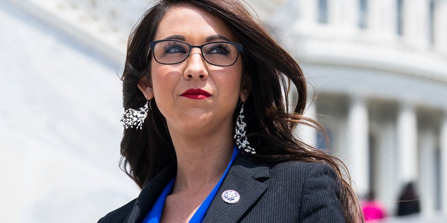 UNITED STATES - JUNE 16: Rep. Lauren Boebert, R-Colo., is seen on the House steps of the U.S. Capitol after the last votes of the week on Thursday, June 16, 2022. (Tom Williams/CQ-Roll Call, Inc via Getty Images)