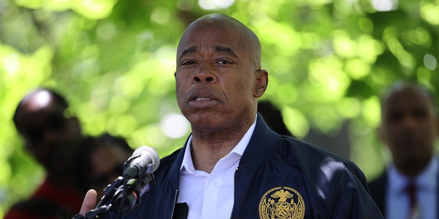 Mayor Eric Adams speaks during Juneteenth Celebration in Seneca Village at Central Park of New York City, United States on June 19, 2022. 