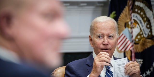 President Joe Biden speaks during a meeting about the Federal-State Offshore Wind Implementation Partnership at the White House June 23, 2022.  (Drew Angerer/Getty Images)