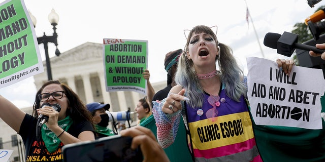 Abortion rights demonstrators protest outside the US Supreme Court in Washington, D.C., US, on Friday, June 24, 2022. 