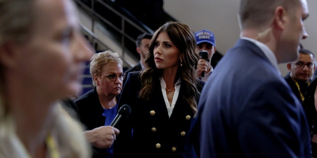 South Dakota Gov. Kristi Noem attends the Conservative Political Action Conference (CPAC) in Orlando, Florida, on Feb. 25, 2022.