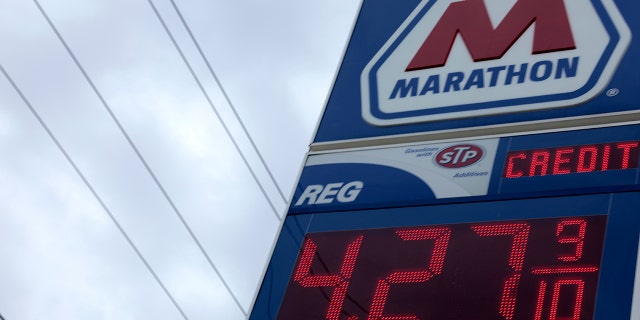 The price of gas continues to rise at a Marathon gas station on March 15, 2022 in Griffin, Georgia. (Photo by Anna Moneymaker/Getty Images)