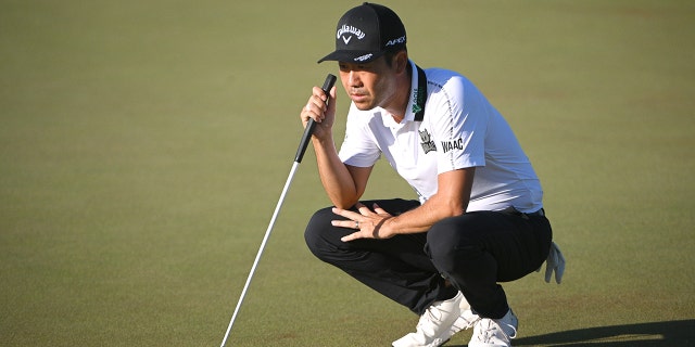 Kevin Na of the U.S. lines up a putt on the 12th green during the second round of the Mexico Open at Vidanta April 29, 2022, in Puerto Vallarta, Jalisco.