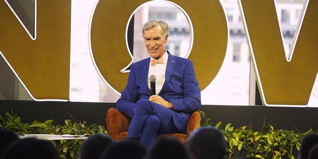 Bill Nye speaks onstage at the Global Citizen NOW Summit at Spring Studios on May 23, 2022 in New York City.