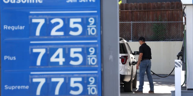 Gas prices over $7 a gallon are displayed at a Chevron station on May 25, 2022, in Menlo Park, California.