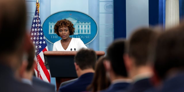 White House Press Secretary Karine Jean-Pierre speaks during the daily press briefing at the White House on June 6, 2022 in Washington, DC.  (Photo by Kevin Dietsch/Getty Images)