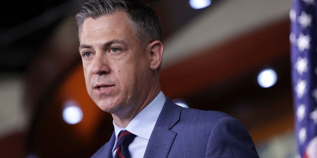 Rep. Jim Banks speaks at a press conference at the U.S. Capitol on June 8, 2022.